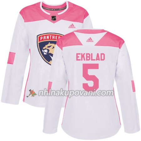 Florida Panthers Dresy Aaron Ekblad 5 Bílá 2017-2018 Adidas Růžová Fashion Authentic - Dámské